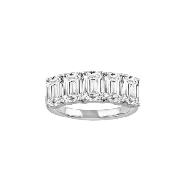 14KW 5CTW Lab Grown Diamond Emerald Cut Five Stone Band. Kiefer Jewelers Lutz, FL