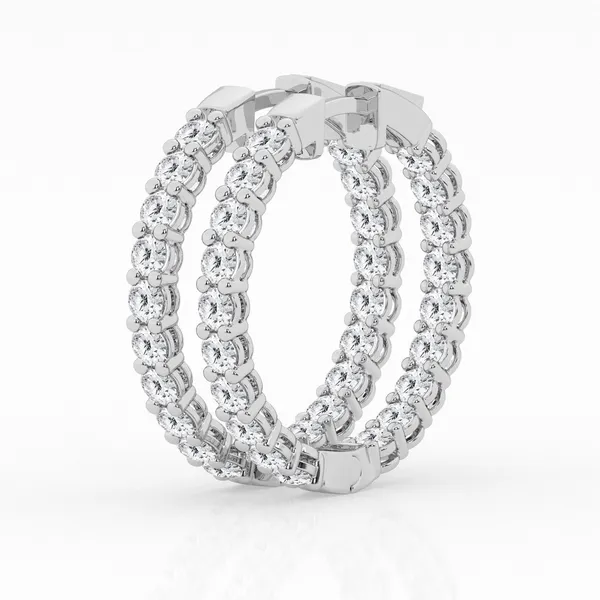 14KW Lab Grown Diamond Inside/Outside Hoop Earrings Kiefer Jewelers Lutz, FL
