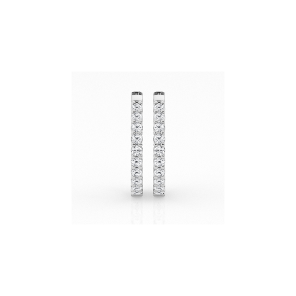 14KW Lab Grown Diamond Inside/Outside Hoop Earrings Image 2 Kiefer Jewelers Lutz, FL