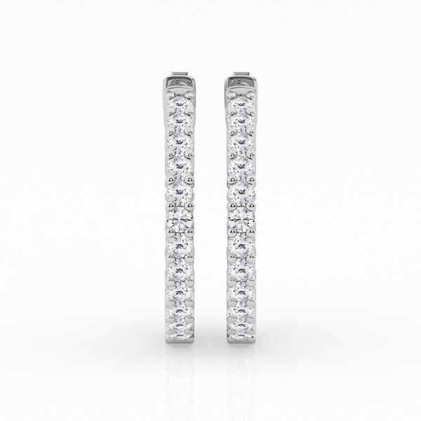 14KW Lab Grown Diamond Inside/Outside Hoop Earrings Image 2 Kiefer Jewelers Lutz, FL