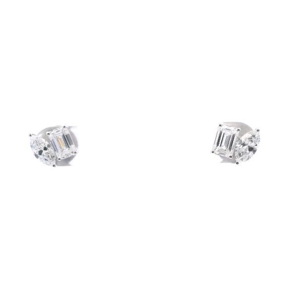 14KW Marquise and Emerald Cut Lab-Grown Diamond Stud Earrings Kiefer Jewelers Lutz, FL