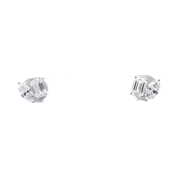 14KW Marquise and Emerald Cut Lab-Grown Diamond Stud Earrings Kiefer Jewelers Lutz, FL