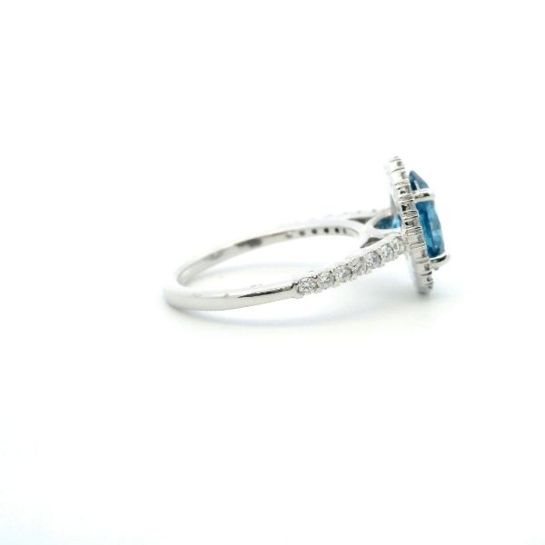 14KW Lab-Grown 2.34CTW Oval Blue Diamond Halo Ring Image 4 Kiefer Jewelers Lutz, FL