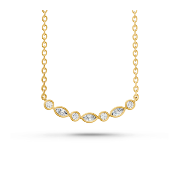 14KY 1.0CTW Lab-Grown Marquise and Round Bezel Set Diamond Smile Necklace Kiefer Jewelers Lutz, FL