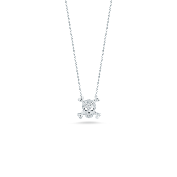 Roberto Coin 18KW Diamond Skull Necklace Kiefer Jewelers Lutz, FL