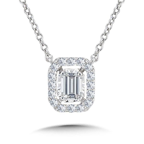14KW .25ctw Diamond Emerald Cut Necklace Kiefer Jewelers Lutz, FL