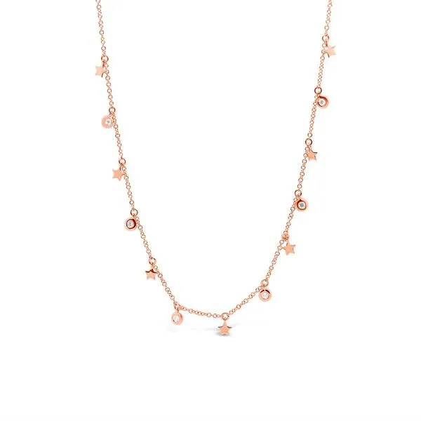 14K Diamond Stars Necklace 16