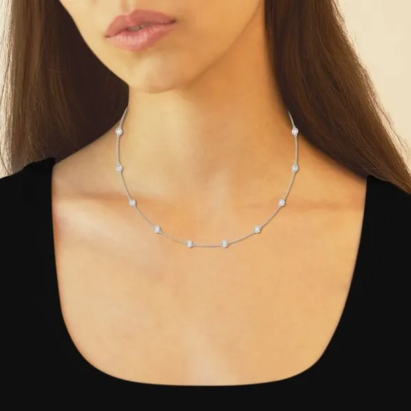 14K Lab Grown Diamond Station Necklace Image 2 Kiefer Jewelers Lutz, FL