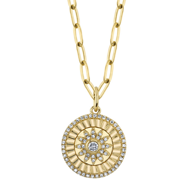 14K Diamond Flower Paper Clip Link Necklace by Shy Creation Kiefer Jewelers Lutz, FL