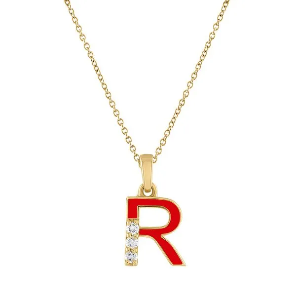 14K Diamond and Red Enamel 