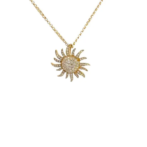 18K Diamond Mini Sunflower Pendant Kiefer Jewelers Lutz, FL