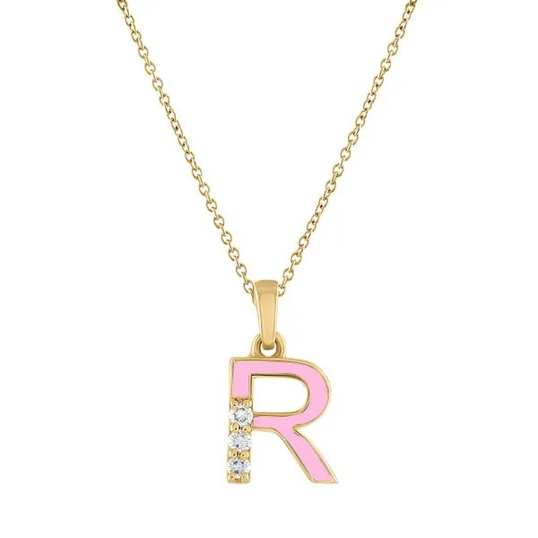 14K Diamond and Pink Enamel 