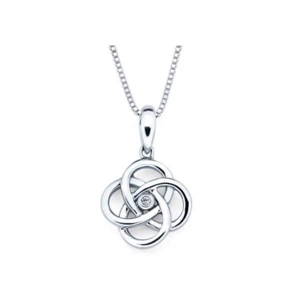 Sterling Silver Diamond Celtic Knot Pendant w/Adj Box Chain Kiefer Jewelers Lutz, FL
