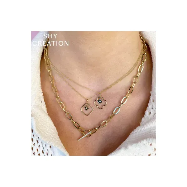 14KY .13ct Diamond Paperclip Toggle Necklace Image 2 Kiefer Jewelers Lutz, FL