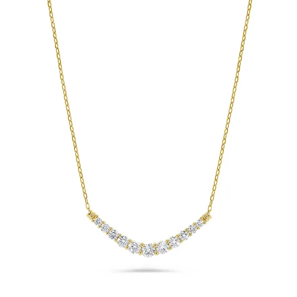 14KY 1CTW Graduated Diamond Curved Bar Necklace Kiefer Jewelers Lutz, FL