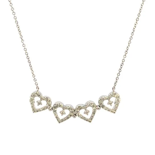 14K Diamond 4-Hearts Necklace Image 2 Kiefer Jewelers Lutz, FL