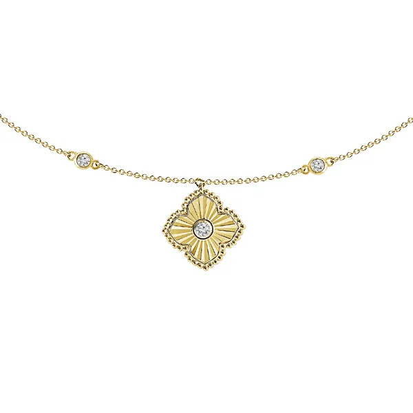 14KY .90CTW Diamond Station Necklace with Clover Accent Image 2 Kiefer Jewelers Lutz, FL
