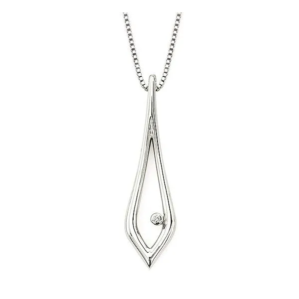 Sterling Silver Diamond Tear Drop Pendant w/Adj Box Chain Kiefer Jewelers Lutz, FL