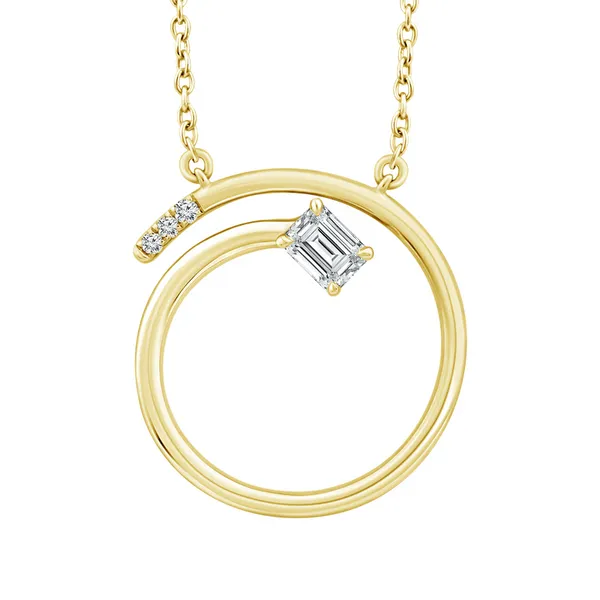 14KY Emerald Cut Diamond Circle Pendant Kiefer Jewelers Lutz, FL