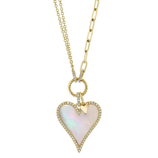 14KY Diamond and Mother of Pearl Heart Necklace by Shy Creation Kiefer Jewelers Lutz, FL