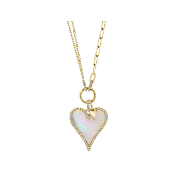 14KY Diamond and Mother of Pearl Heart Necklace by Shy Creation Kiefer Jewelers Lutz, FL