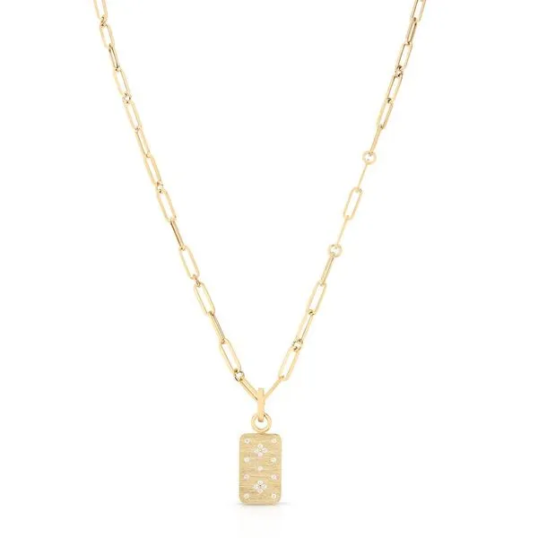 Roberto Coin 18K Venetian Princess Diamond Dog Tag Pendant Necklace Kiefer Jewelers Lutz, FL