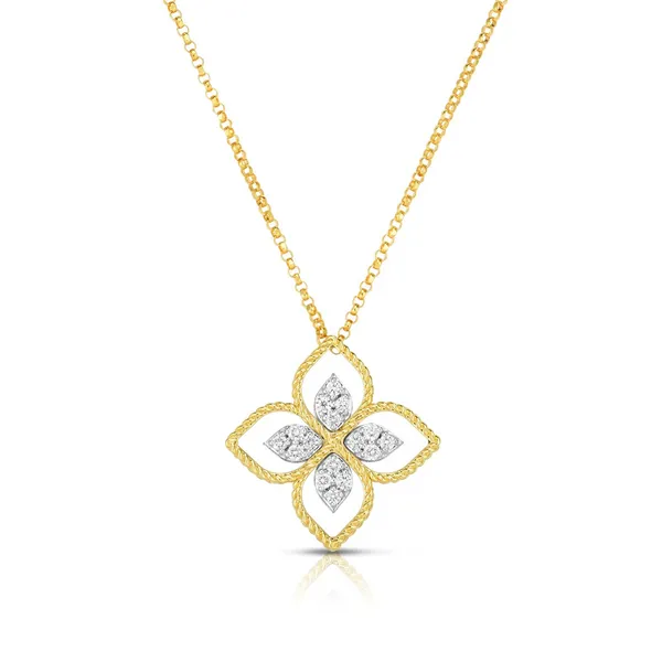 18KY Principess Large Diamond Flower Necklace by Roberto Coin Kiefer Jewelers Lutz, FL