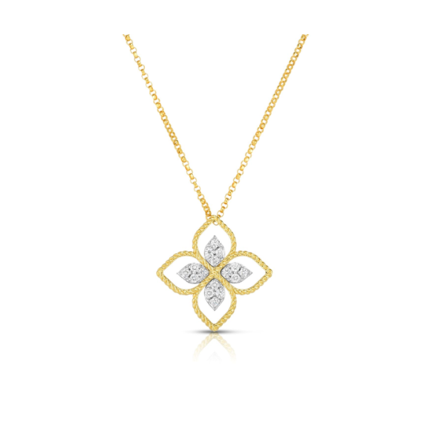 18KY Principess Large Diamond Flower Necklace by Roberto Coin Kiefer Jewelers Lutz, FL