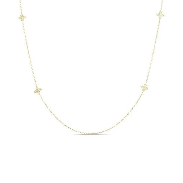 18KY Diamond Love in Verona Flower Station Long Necklace by Roberto Coin Kiefer Jewelers Lutz, FL