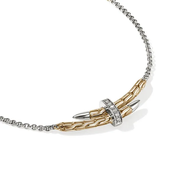 SS/14KY Spear Station Necklace with Diamonds by John Hardy Image 2 Kiefer Jewelers Lutz, FL