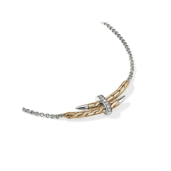 SS/14KY Spear Station Necklace with Diamonds by John Hardy Image 2 Kiefer Jewelers Lutz, FL