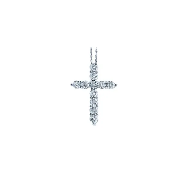14KW 0.50CTW Medium Diamond Cross Pendant Kiefer Jewelers Lutz, FL