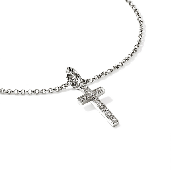 John Hardy Essentials Spiritual Diamond Pave Cross Pendant Image 3 Kiefer Jewelers Lutz, FL