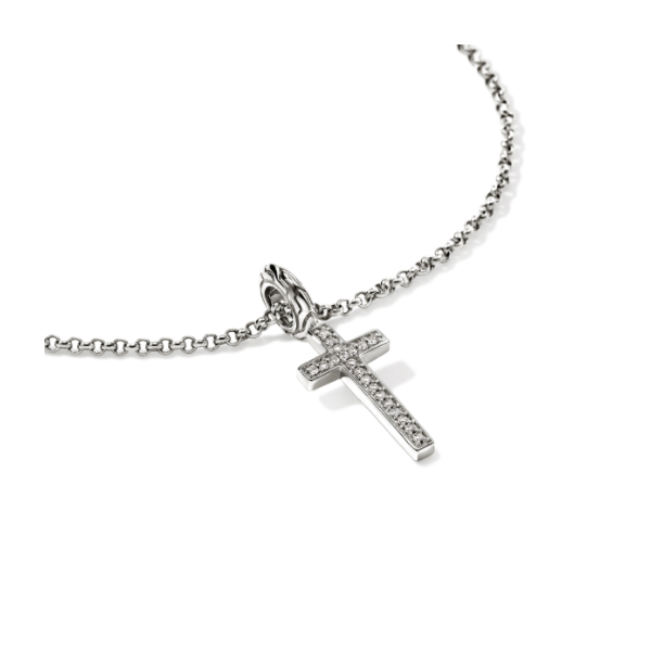 John Hardy Essentials Spiritual Diamond Pave Cross Pendant Image 3 Kiefer Jewelers Lutz, FL