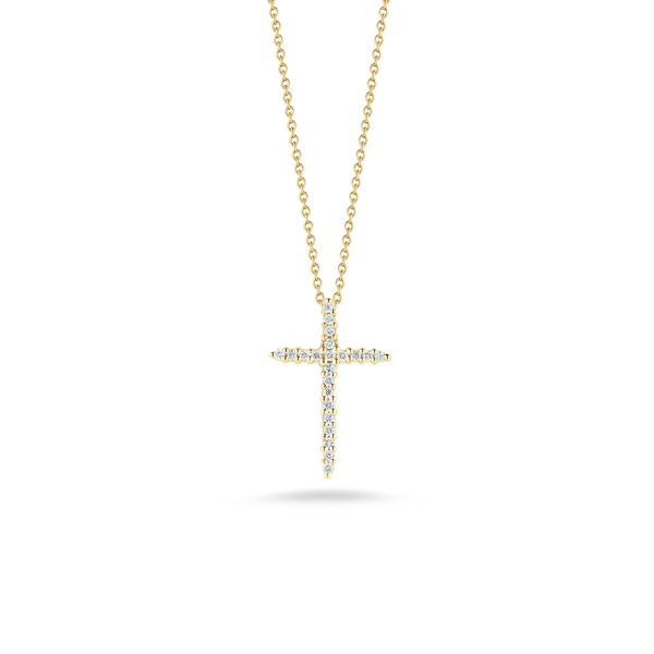 18KY Tiny Treasures Diamond Sliver Cross Necklace by Roberto Coin Kiefer Jewelers Lutz, FL