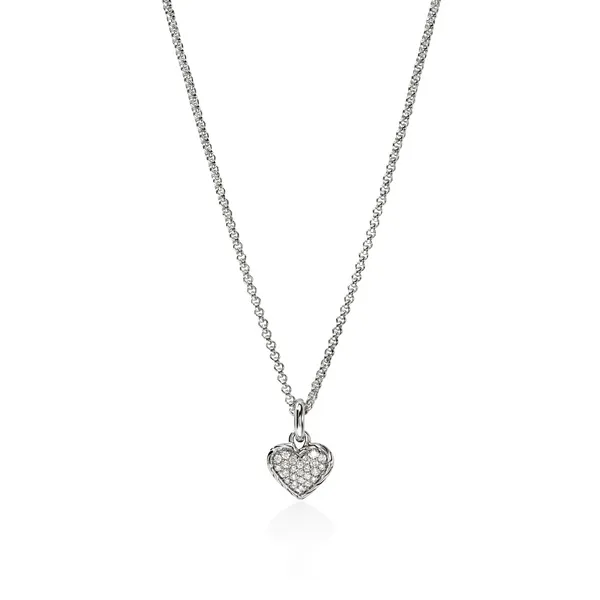 Sterling Silver JH Essentials Pave Diamond Heart Necklace by John Hardy Kiefer Jewelers Lutz, FL