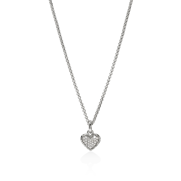 Sterling Silver JH Essentials Pave Diamond Heart Necklace by John Hardy Kiefer Jewelers Lutz, FL