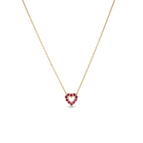 18KY Ruby and Diamond Tiny Treasures Reversible Heart Necklace by Roberto Coin Kiefer Jewelers Lutz, FL