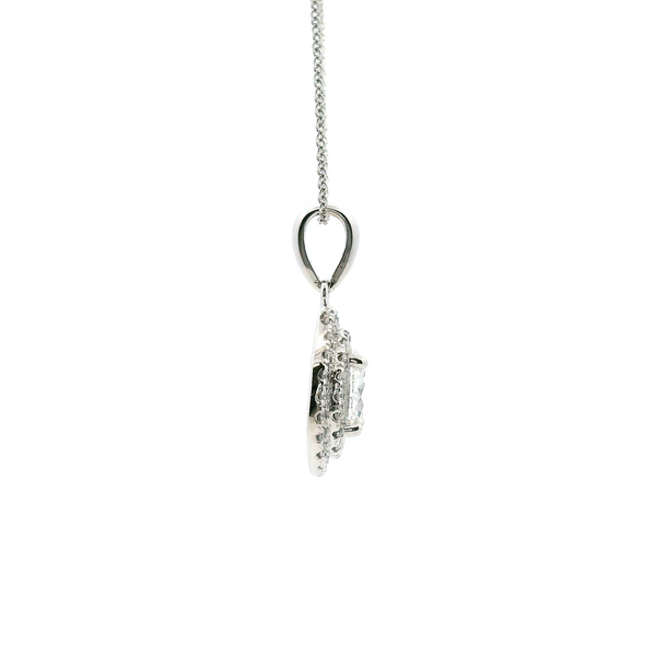 14KW 1CTW Diamond Oval Double Halo Pendant Image 3 Kiefer Jewelers Lutz, FL