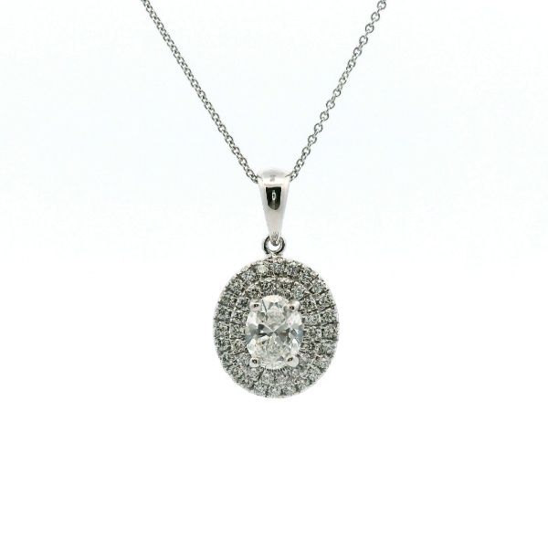 14KW 1CTW Diamond Oval Double Halo Pendant Kiefer Jewelers Lutz, FL