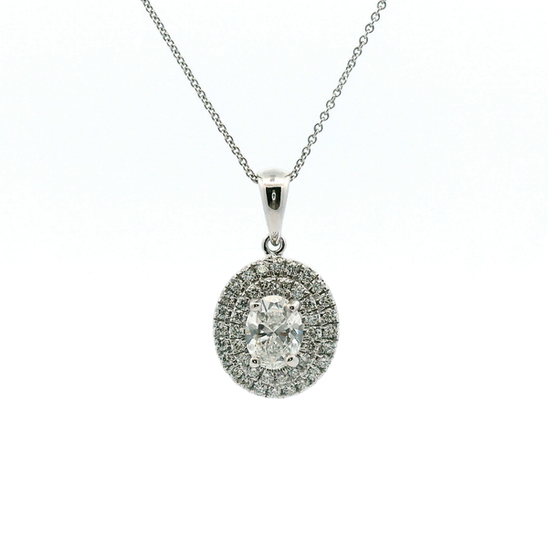 14KW 1CTW Diamond Oval Double Halo Pendant Kiefer Jewelers Lutz, FL