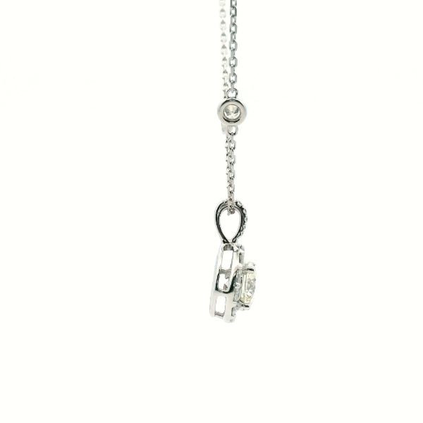 14KW Diamond Halo Pendant Image 3 Kiefer Jewelers Lutz, FL