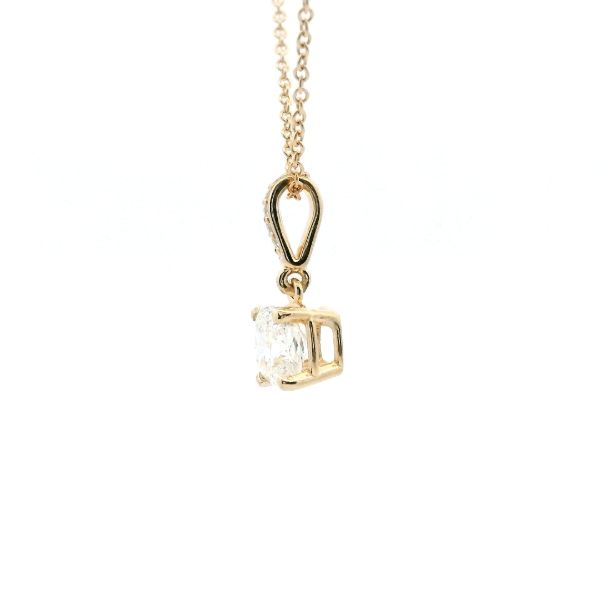 14KY 0.91CTW Cusion Cut Diamond Solitaire Pendant Image 4 Kiefer Jewelers Lutz, FL