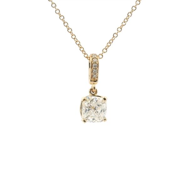 14KY 0.91CTW Cusion Cut Diamond Solitaire Pendant Kiefer Jewelers Lutz, FL