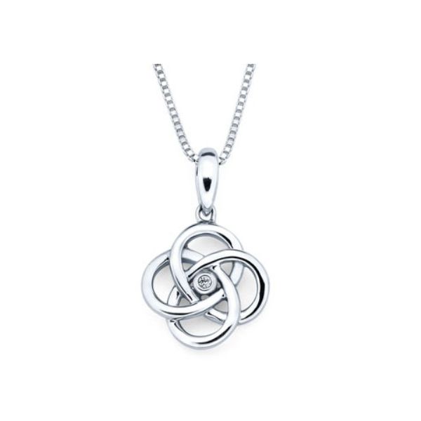 Sterling Silver Diamond Celtic Knot Pendant w/Adj Box Chain Kiefer Jewelers Lutz, FL