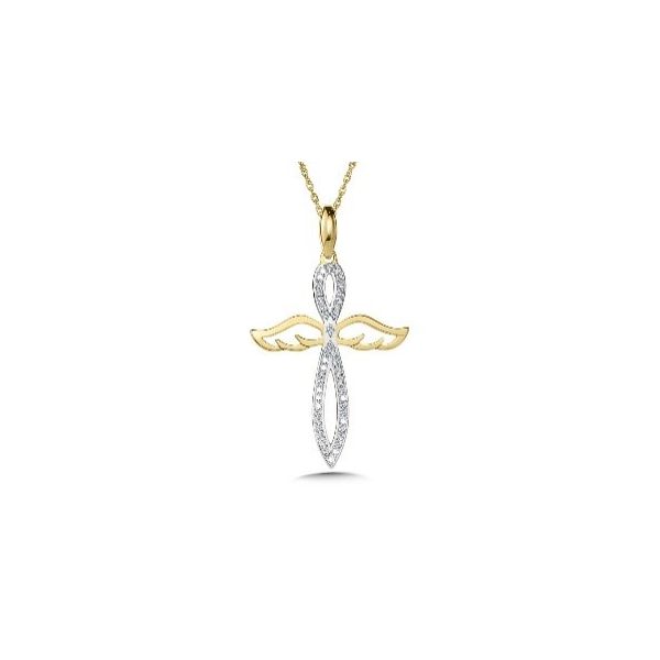 10K Two Tone Angelic Diamond Cross Pendant Kiefer Jewelers Lutz, FL