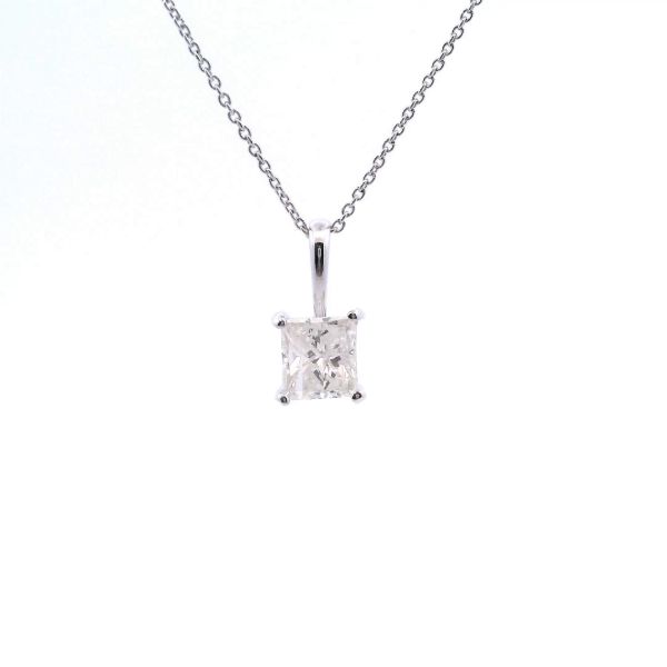 14KW 0.86CTW Princess Cut Diamond Solitaire Pendant Kiefer Jewelers Lutz, FL
