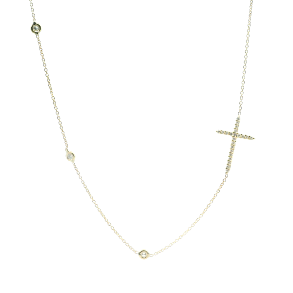 18KY 0.22CTW Diamond Cross Station Necklace by Roberto Coin Kiefer Jewelers Lutz, FL