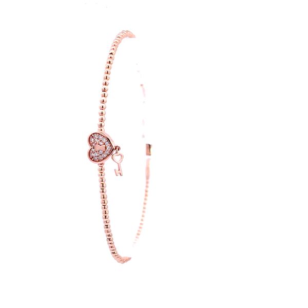 14K Heart/Key Diamond Flex Bangle Bracelet Image 2 Kiefer Jewelers Lutz, FL