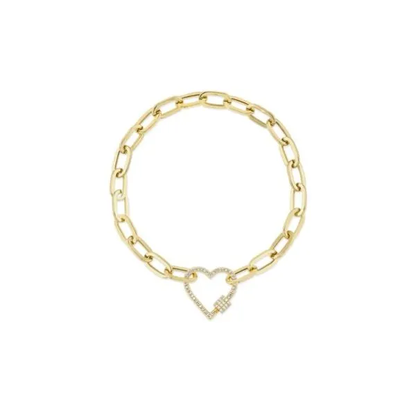 14K Diamond Heart Paperclip Link Bracelet by Shy Creation Kiefer Jewelers Lutz, FL